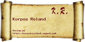 Korpos Roland névjegykártya